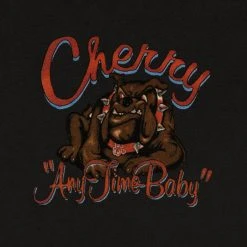 CHERRY Womens Bull Dog Baby Tee (Faded Black)