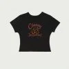 CHERRY Womens Bull Dog Baby Tee (Faded Black)