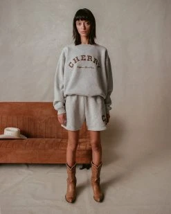 CHERRY Sweatshirts Athletic Crewneck (Heather Grey)