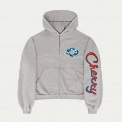 CHERRY Sweatshirts Emblem Midweight Zip-Up Hoodie (Heather Grey)