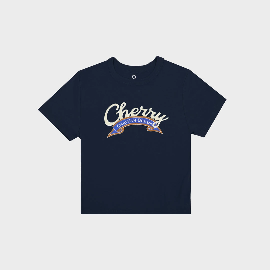 CHERRY Womens Quality Baby Tee (Navy) 3 CHERRY Womens Quality Baby Tee (Navy)